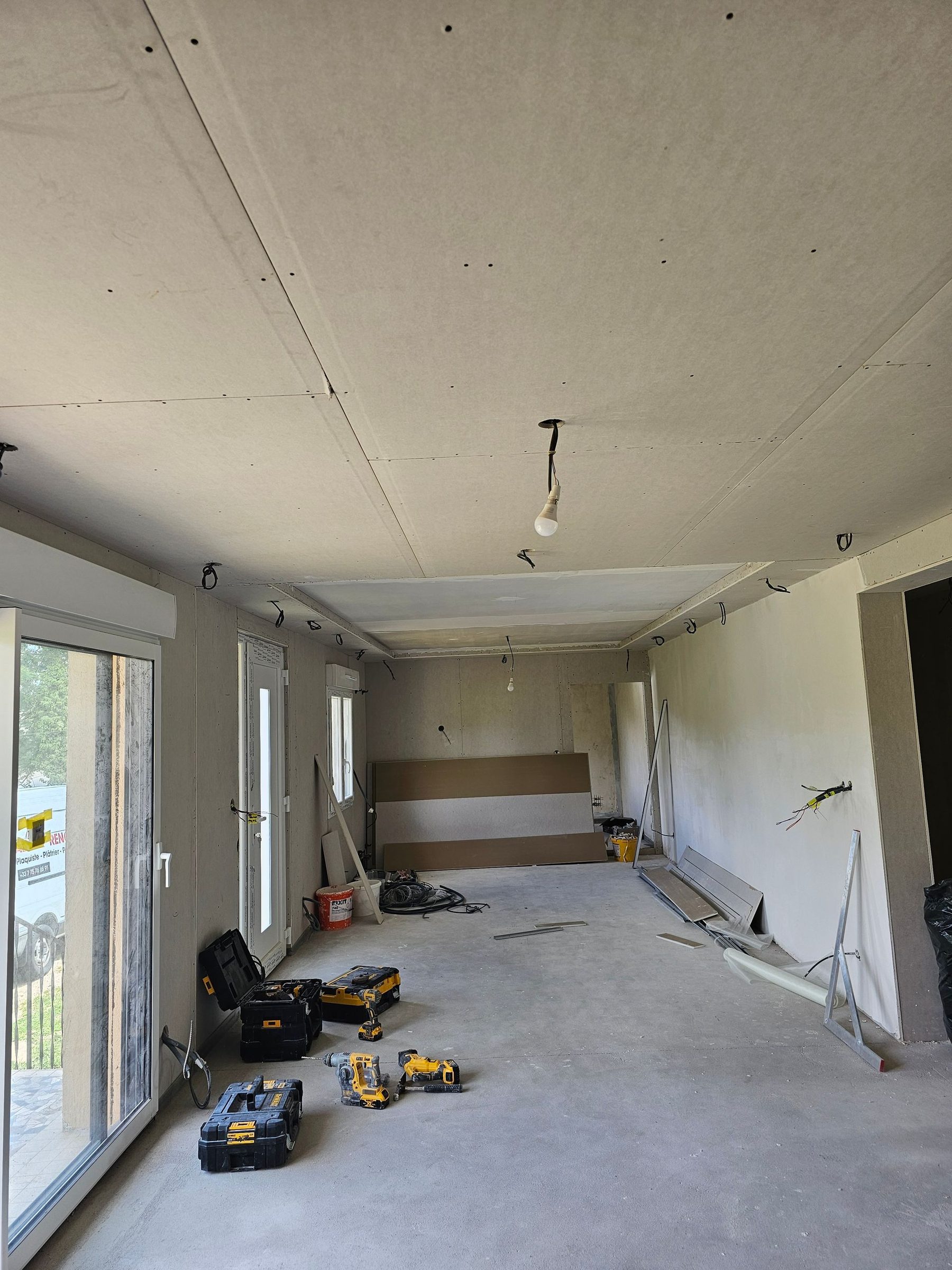 Plafond en plaques de plâtre vissées